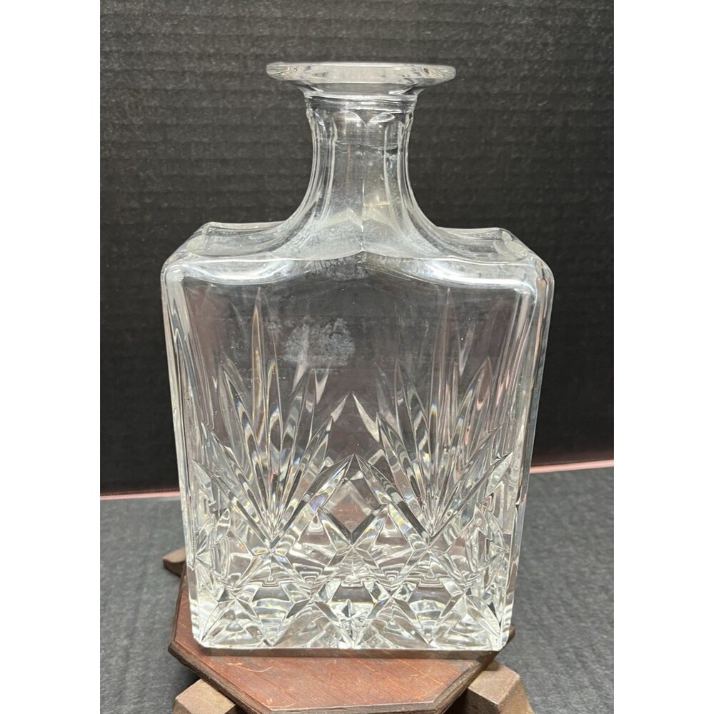 Block Crystal Poland Victoria Pattern Clear Heavy 8" Whiskey Decanter No Stopper